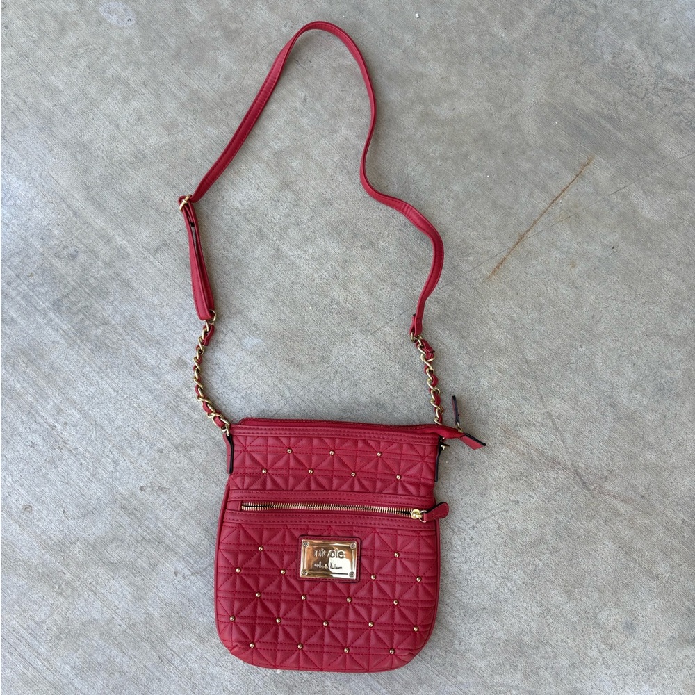 Nicole by Nicole Miller Red Studded Crossbody